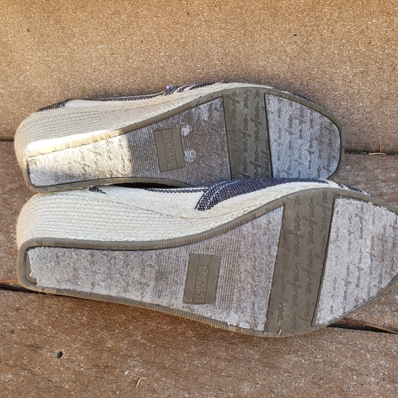 TOMs Calypso gray tan wedge sandal espadrille 7.5 - Picture 5 of 8